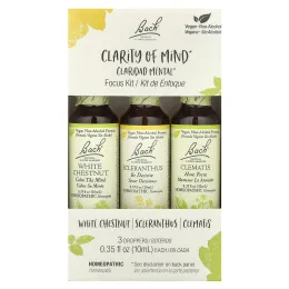 Bach, Original Flower Remedies, набор для фокусировки, ясность ума, 3 пипетки, 10 мл (0,35 жидк. унц.)