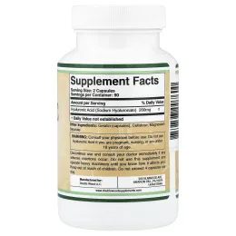 Double Wood Supplements, гиалуроновая кислота, 180 капсул (100 мг в 1 капсуле)