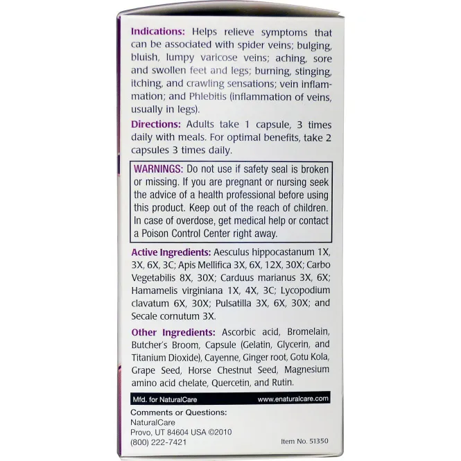 NaturalCare, Ultra Vein-Gard Защита Вен 60 капсул