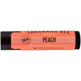 Savannah Bee Company Inc, Пчелиный воск и прополис, бальзам для губ, персик, 0.15 унций (4.2 г)