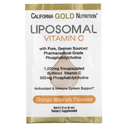 California Gold Nutrition, Липосомальный витамин C, с натуральным ароматизатором «Апельсин», 1000 мг, 30 пакетиков по 5,7 мл (0,2 унции) в каждом