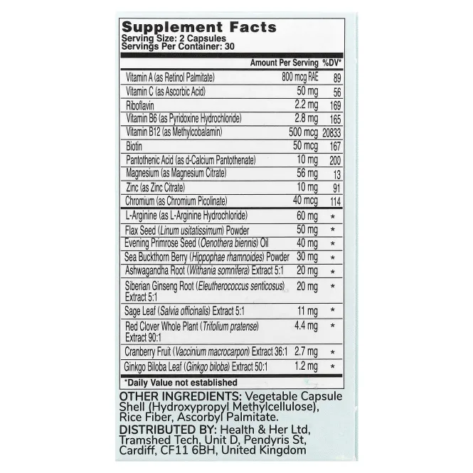 Health and Her, Menopause, поддержка нескольких питательных веществ, 60 капсул