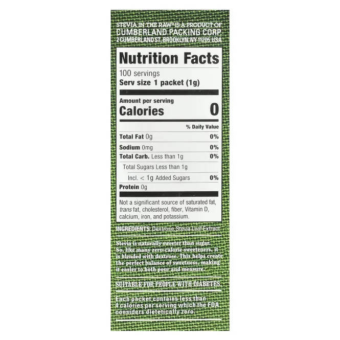 In the Raw, Stevia In The Raw®, нулевой подсластитель, 100 пакетиков, 100 г (3,5 унции)