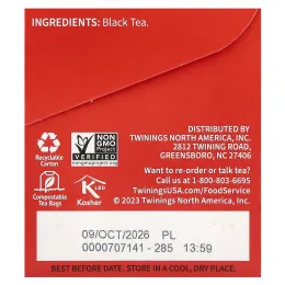 Twinings, 100% чистый черный чай «Английский завтрак», 25 чайных пакетиков, 50 г (1,76 унции)
