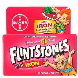 Flintstones, Детские мультивитамины с железом, фруктовый вкус 60 жевательных таблеток
