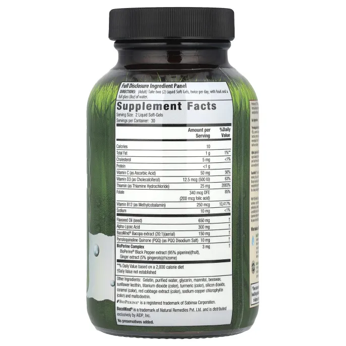 Irwin Naturals, PQQ Healthy Brain ALA & BacoMind®, 60 мягких таблеток