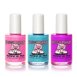 Piggy Paint, Нетоксичные лаки для ногтей, натуральные как грязь, на день рождения, 3 флакончика, 0,5 жидких унций (15 мл) каждый