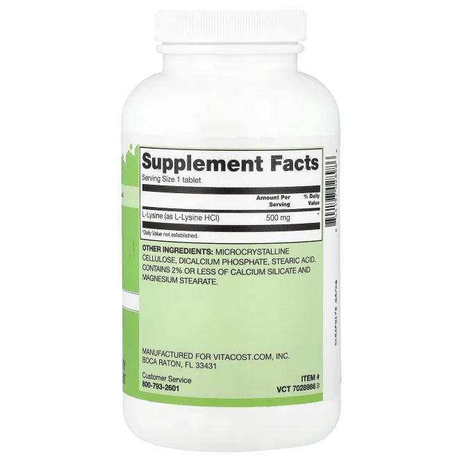 Vitacost, L-Lysine, 500 mg, 300 Tablets