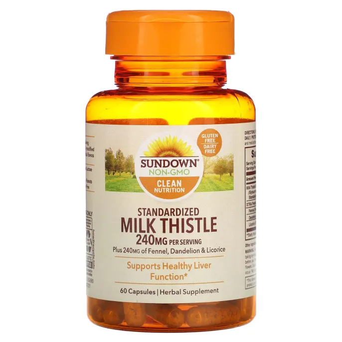 Sundown Naturals, Стандартизированный расторопша, 240 мг, 60 капсул