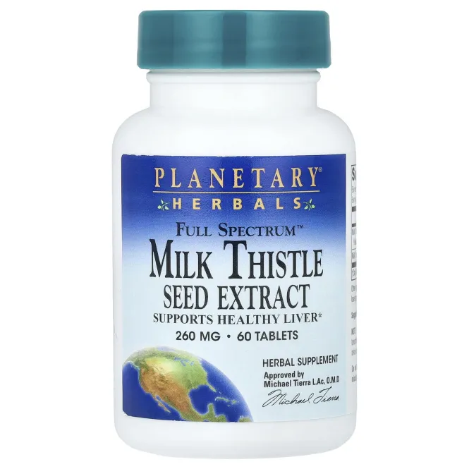 Planetary Herbals, Экстракт семян расторопши, полный спектр, 260 мг, 60 таблеток
