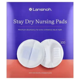 Lansinoh, кормящие прокладки Stay Dry, 200 прокладок в индивидуальной упаковке
