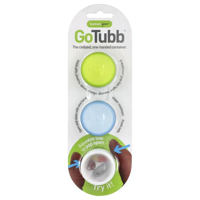 Humangear, GoTubb®, прозрачные, зелёные и синие, 3 шт. в упаковке