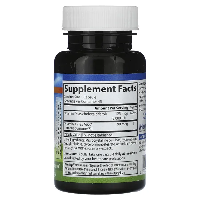Carlson, Super D3 + K2`` 45 вегетарианских капсул
