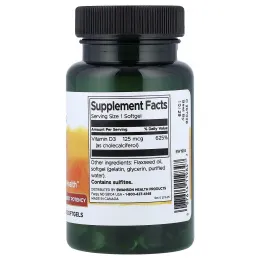 Swanson Vitamins, витамин D3, максимально высокоактивный, 125 мкг (5000 МЕ), 90 мягких таблеток