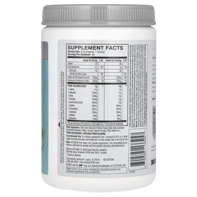 XTEND, EAA, лимон и лайм, 336 г (11,9 унции)
