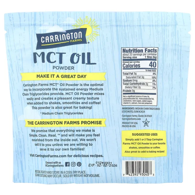 Carrington Farms, MCT масло в порошке, 141,7 г (5 унций)