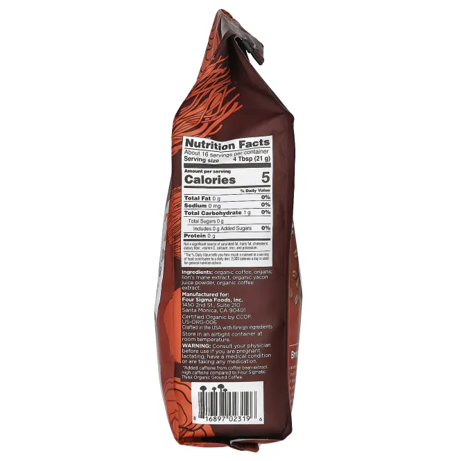 Four Sigmatic, Think, органический кофе с высоким содержанием кофеина, грибом ежовиком гребенчатым и яконом, молотый, темная обжарка, 340 г (12 унций)