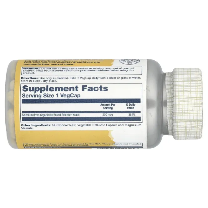 Solaray, Селен, 200 мкг, 100 вегетарианских капсул