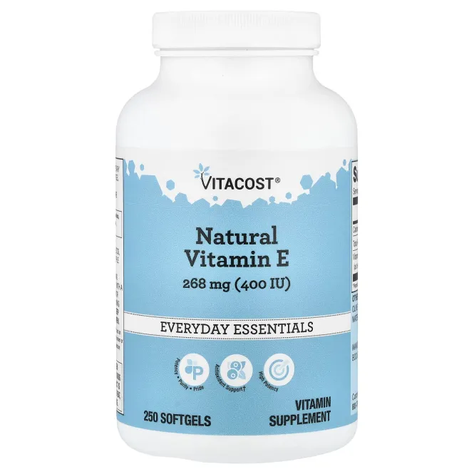 Vitacost, натуральный витамин E, 268 мг (400 МЕ), 250 капсул