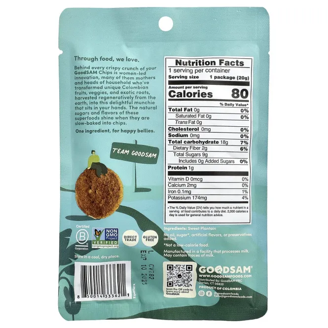 GoodSam PBC, Crystal Farms™, хрустящие чипсы, подорожник, 20 г (0,7 унции)