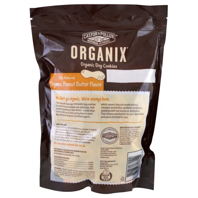 Castor & Pollux, Organix, органическое печенье для собак, с ароматом арахисового масла, 12 унций (340 г)