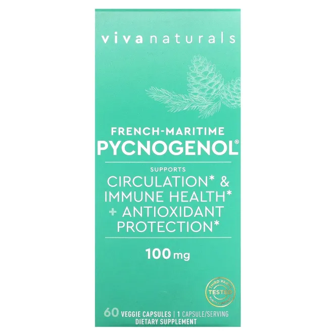 Viva Naturals, French-Maritime Pycnogenol`` 60 растительных капсул