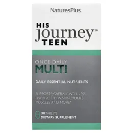 NaturesPlus, His Journey™ Teen, мультивитамины для подростков, для приема один раз в день, 30 таблеток