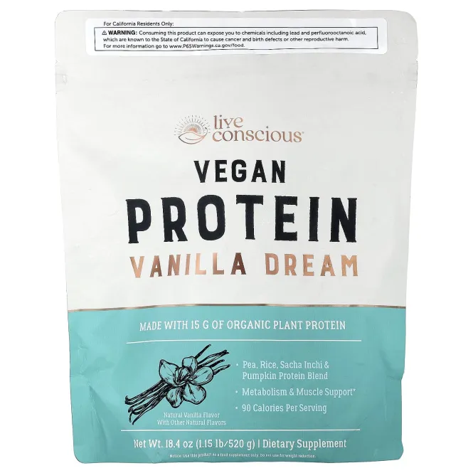 Live Conscious, Vegan Protein, Vanilla Dream, 520 г (1,15 фунта)