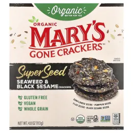 Mary's Gone Crackers, органические крекеры из суперсемена, морские водоросли и черный кунжут, 113 г (4 унции)