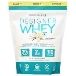 Designer Protein, Designer сыворотка Натуральный 100% сывороточный протеин Французская ваниль 2 фунта