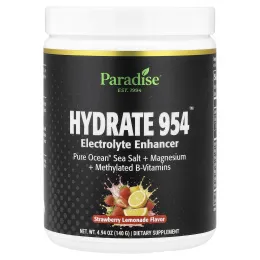 Paradise Herbs, Hydrate 954™, усилитель электролитов, со вкусом клубничного лимонада, 140 г (4,94 унции)