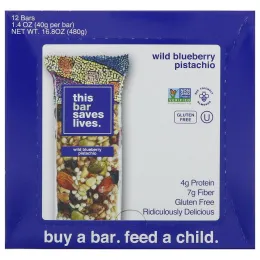 This Bar Saves Lives, LLC, Черника и фисташки, 12 батончиков, 1,4 унц. (40 г) каждый