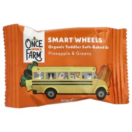Once Upon A Farm, SmartWheels, органические запеченные батончики для малышей, ананас и зелень, 5 батончиков по 19 г (0,67 унции)