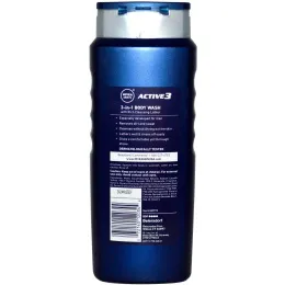 Nivea, Актив 3, Мужской гель для душа 3-в-1, 500 мл (16,9 жидких унций)