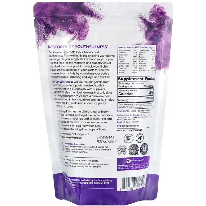 Zint, Beef Gelatin, Чистый Протеин, 16 унций (454г)
