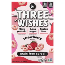 Three Wishes, Хлопья без злаков, клубника, 245 г (8,6 унции)