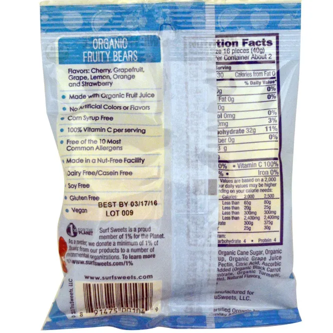 Surf-Sweets, Fruity Bears, Organic, 2.75 oz (78 g)