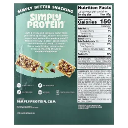 Simply Protein, хрустящие батончики-снеки, мята и шоколадная крошка, 12 батончиков по 40 г (1,41 унции)