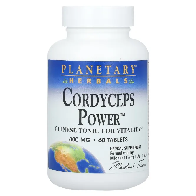 Planetary Herbals, Кордицепс Power CS-4, китайский тоник для жизненной энергии, 800 мг, 60 таблеток