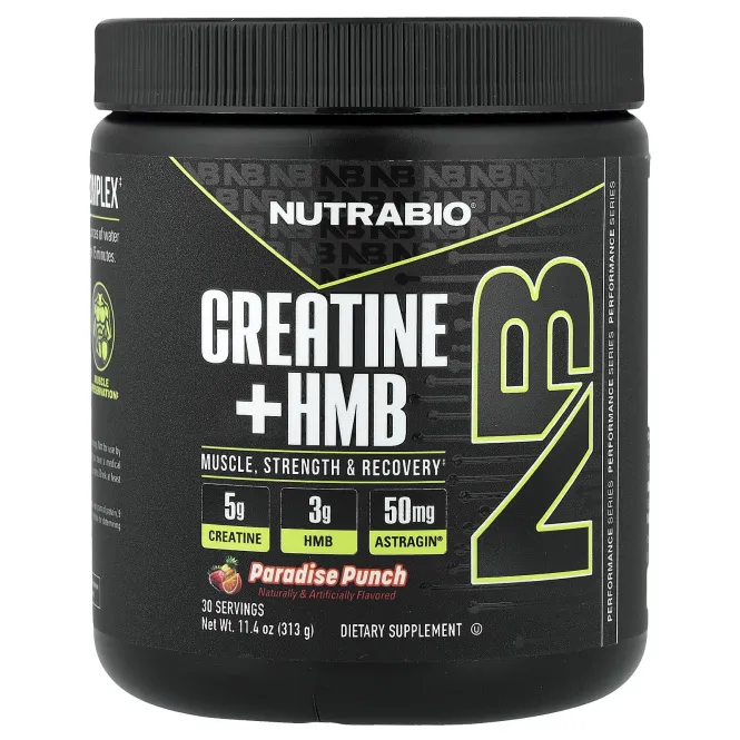 NutraBio, креатин + HMB, пунш, 313 г