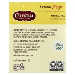 Celestial Seasonings, травяной чай, Lemon Zinger, без кофеина, 20 чайных пакетиков, 47 г (1,7 унции)