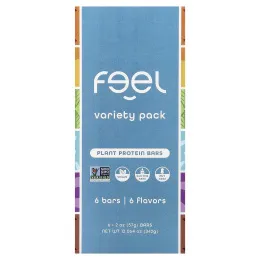 The Feel Bar, батончики с растительным протеином, набор разных вкусов, 6 батончиков по 57 г (2 унции)