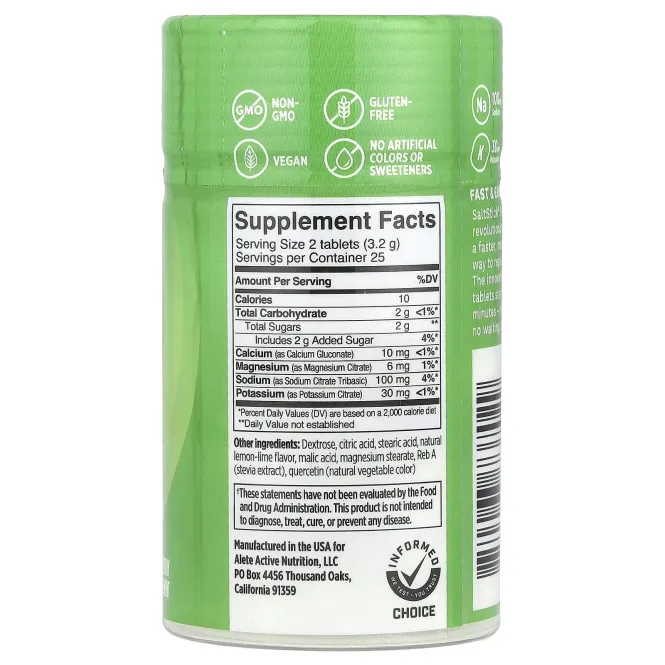 SaltStick, FastChews®, жевательные электролиты, лимон и лайм, 50 жевательных таблеток