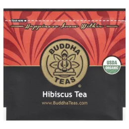 Buddha Teas, органический травяной чай, гибискус, без кофеина, 18 чайных пакетиков, 27 г (0,96 унции)