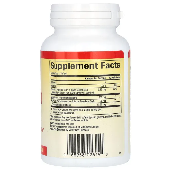 Natural Factors, PQQ-10, пирролохинолинхинон 20 мг, коэнзим Q10 200 мг, 60 капсул