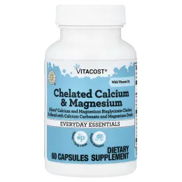 Vitacost, хелатный кальций и магний с витамином D3, 60 капсул