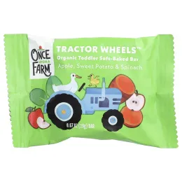 Once Upon A Farm, Tactor Circle™, органические запеченные батончики для малышей, яблоко, батат и шпинат, 10 батончиков по 19 г (0,67 унции)