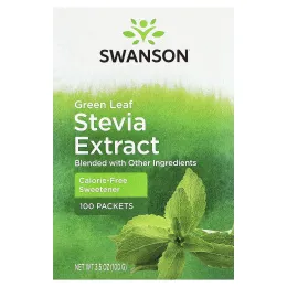 Swanson, Экстракт зеленых листьев стевии, 100 пакетиков