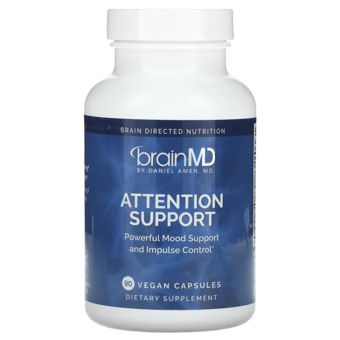 BrainMD, добавка для поддержки внимания, 90 веганских капсул