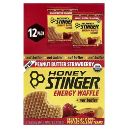 Honey Stinger, Energy, вафли и ореховая паста, арахисовая паста и клубника, 12 вафель по 30 г (1,06 унции)